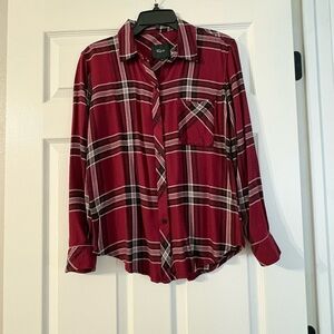 Rails Burgundy Plaid Button-Up Blouse